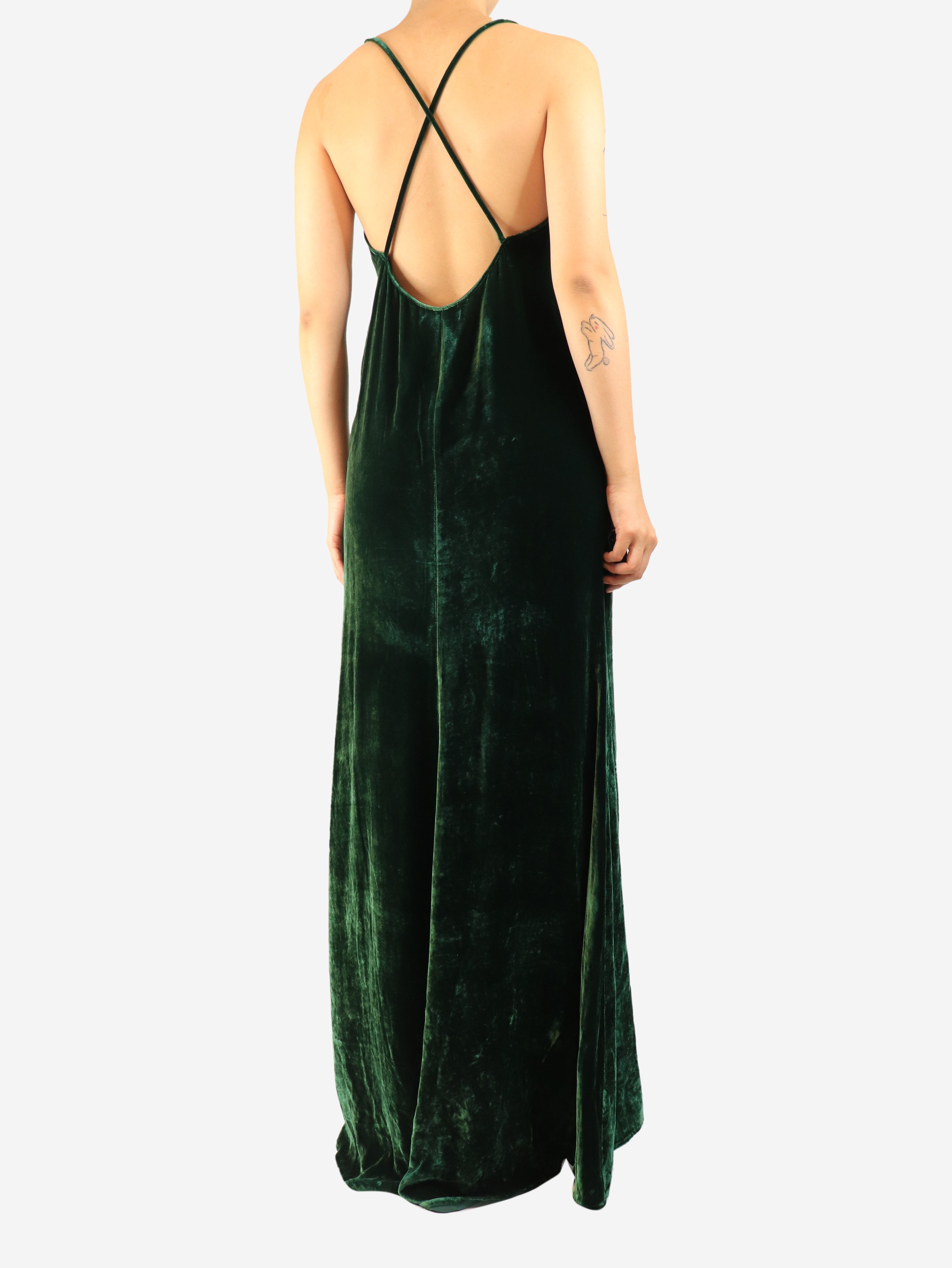 Green velvet maxi dress - size S