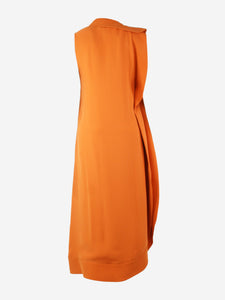 Valentino Orange sleeveless ruffle midi dress - size UK 6