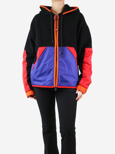 Moncler Black colour-block fleece hoodie - size M
