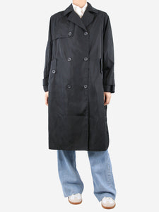 Lost in Me Black nylon double-breasted trench coat - size UK 8