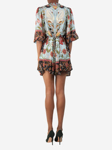 Farm Rio Multicolour satin floral printed mini dress - size XXS