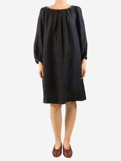 Black silk sheer long sleeve dress - size L Dresses Dosa 