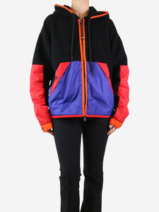Moncler Black colour-block fleece hoodie - size M