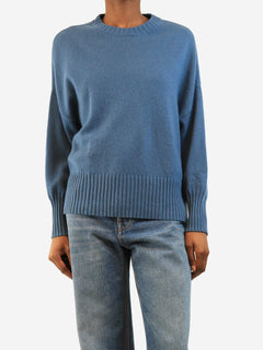 Blue cashmere crewneck jumper - size XS Knitwear Les Tricots de Léa 