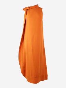 Valentino Orange sleeveless ruffle midi dress - size UK 6