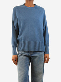 Blue cashmere crewneck jumper - size XS Knitwear Les Tricots de Léa 