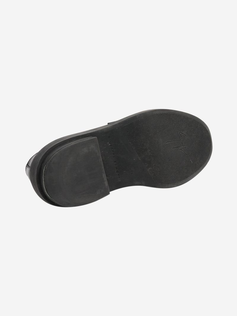 Black chunky leather loafers - size EU 37.5 Flat Shoes Giuseppe Zanotti 