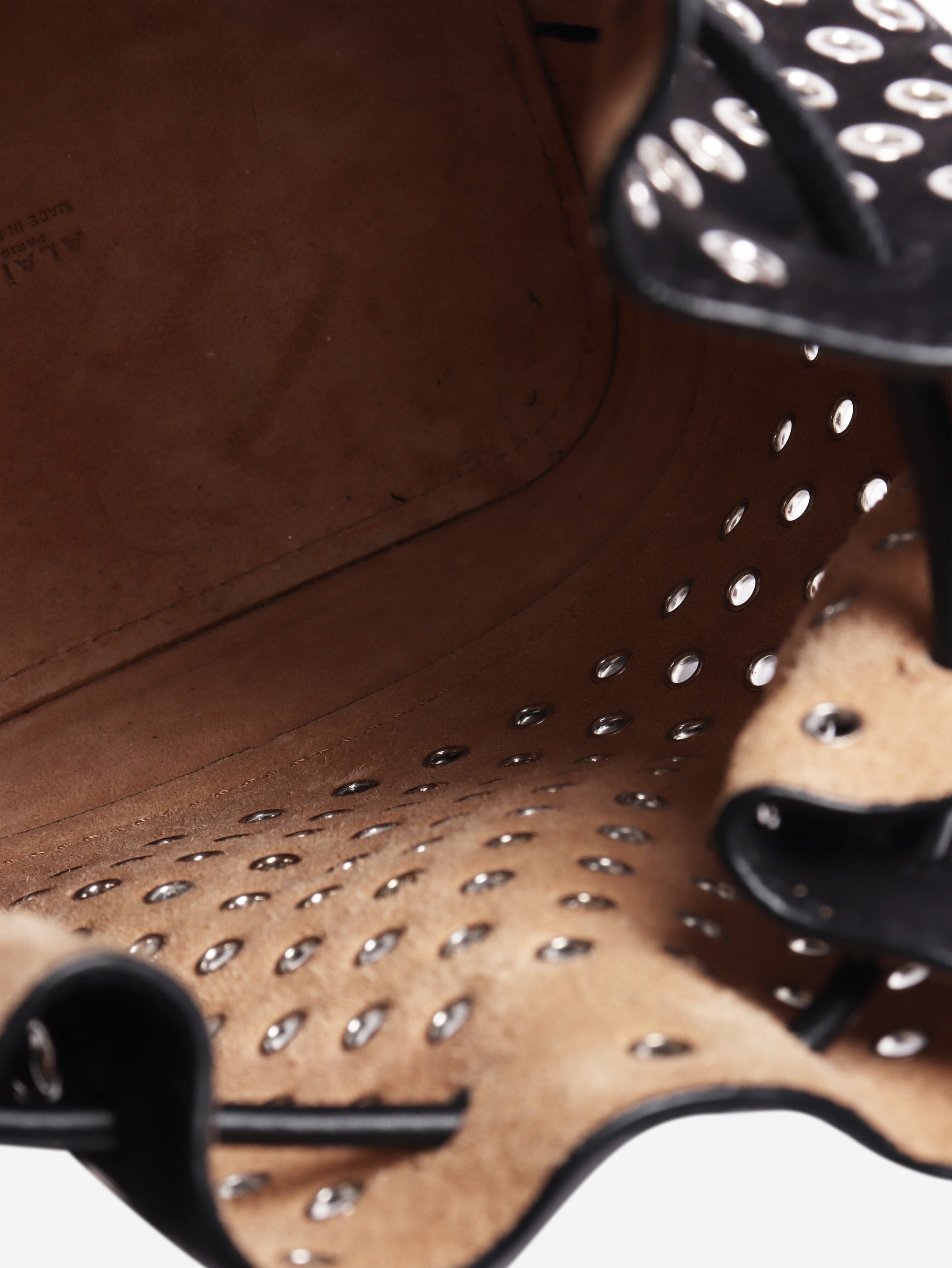 Black suede lambskin eyelets bag Cross-body bags Alaia 