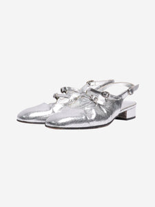 Carel Silver cracked leather Mary Jane slingbacks - size EU 38