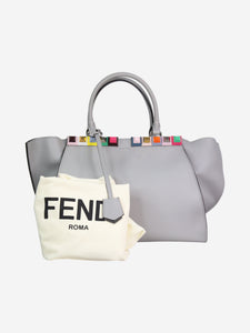 Fendi Grey leather studded 3Jours tote bag