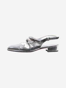 Carel Silver cracked leather Mary Jane slingbacks - size EU 38