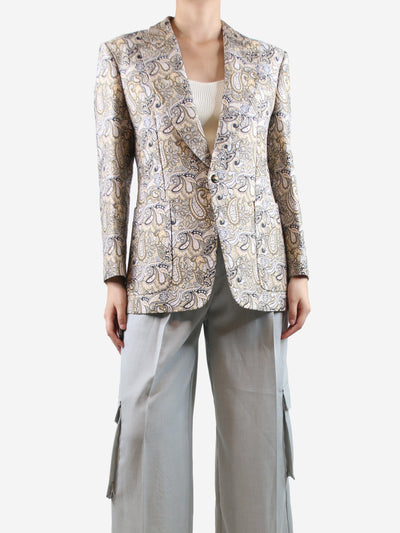 Gold paisley jacquard blazer - size UK 12 Coats & Jackets Etro 