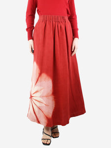 Story mig. Red tie-dye pleated midi skirt - size S