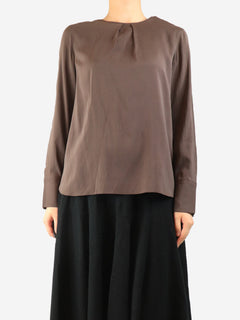 Dark brown silk blouse - size M Tops Brunello Cucinelli 