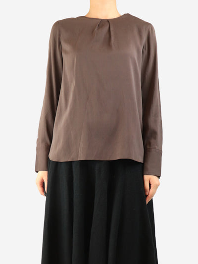 Dark brown silk blouse - size M Tops Brunello Cucinelli 