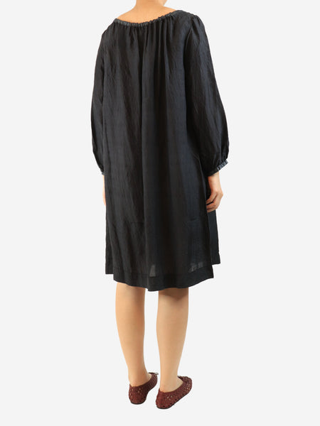 Black silk sheer long sleeve dress - size L alternate image