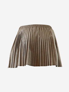 Celine Brown drawstring pleated mini skirt - size UK 8