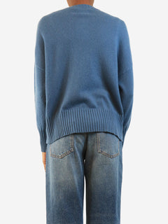 Blue cashmere crewneck jumper - size XS Knitwear Les Tricots de Léa 