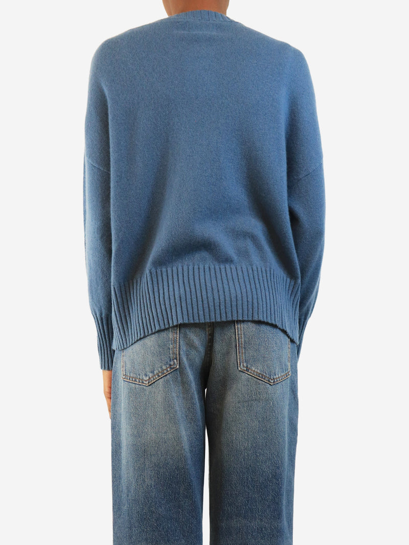 Blue cashmere crewneck jumper - size XS Knitwear Les Tricots de Léa 
