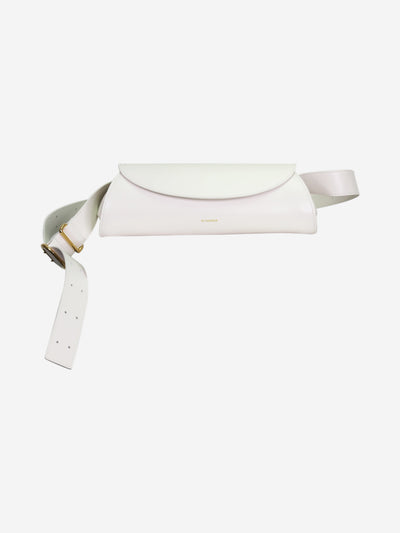 White cylinder shaped cross-body bag with flap closure Cross-body bags Jil Sander 