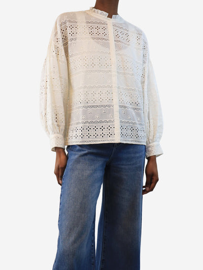 White broderie-anglaise blouse - size UK 6 Tops Maje 