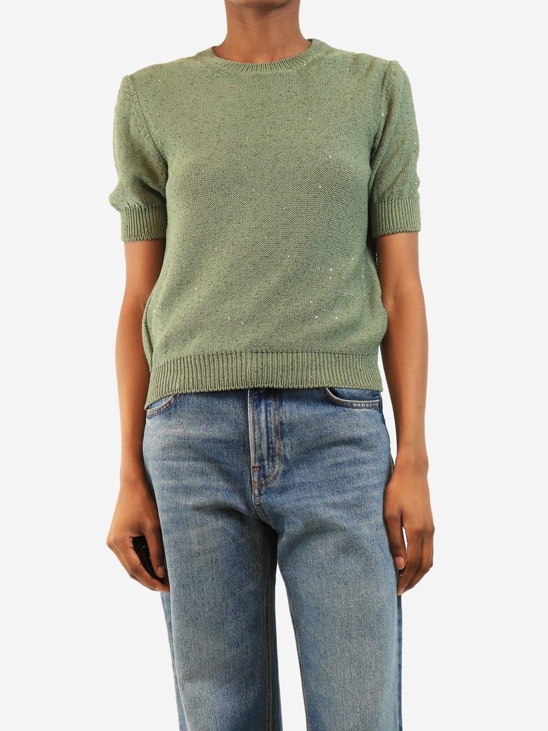Green sequin knit top and cardigan set - size UK 8 Sets Divine Cashmere 