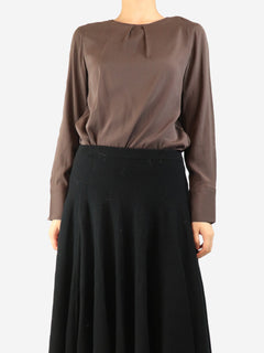 Dark brown silk blouse - size M Tops Brunello Cucinelli 
