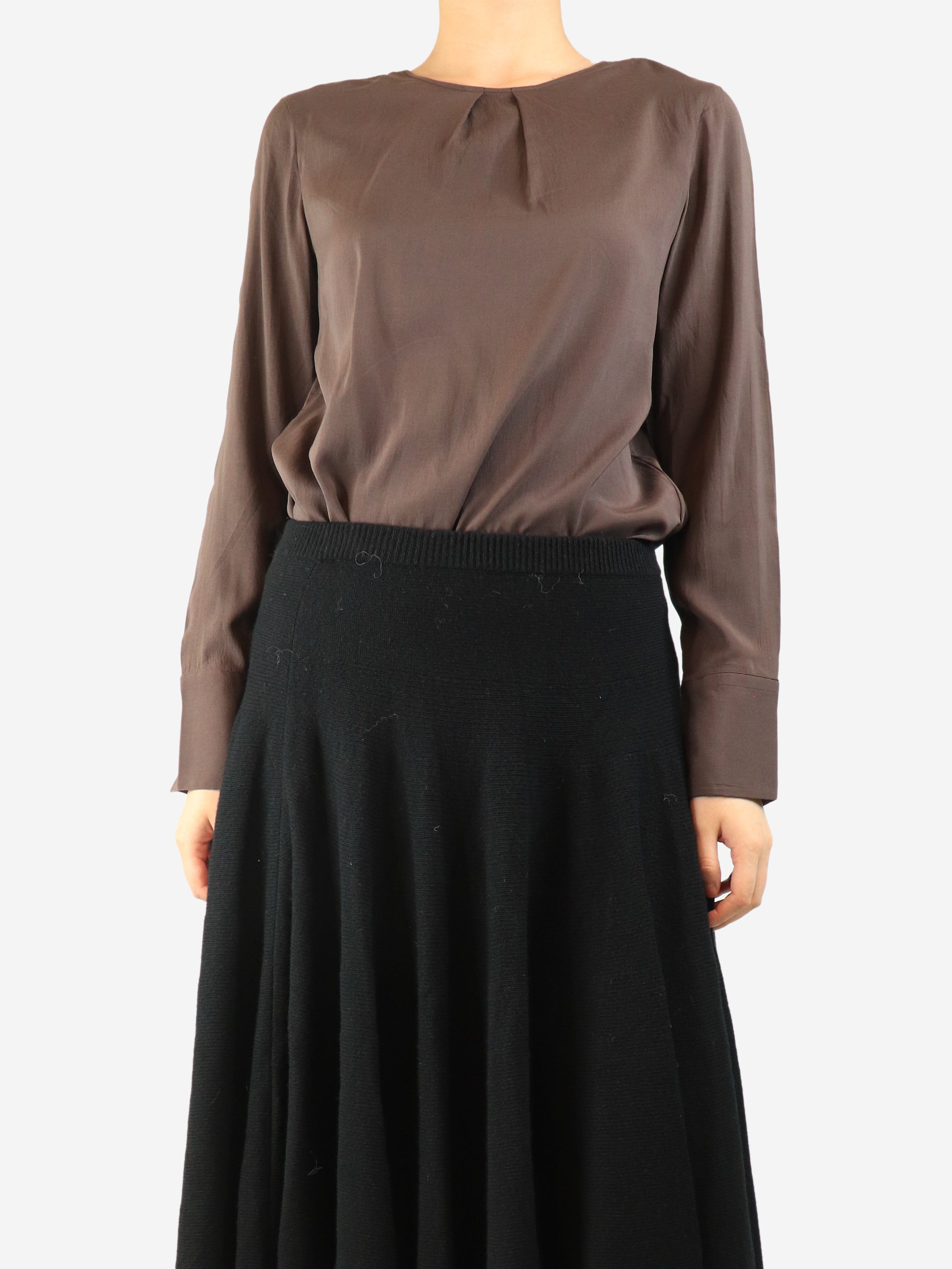 Dark brown silk blouse - size M Tops Brunello Cucinelli 