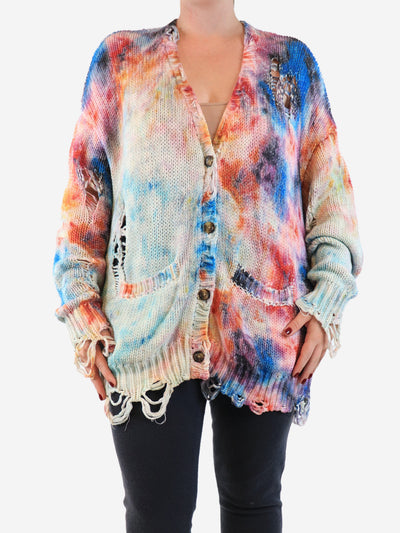 Multi printed tie-dye distressed cardigan - size M Knitwear R13 