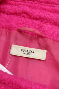 Prada Pink double-breasted boucle coat - size UK 10