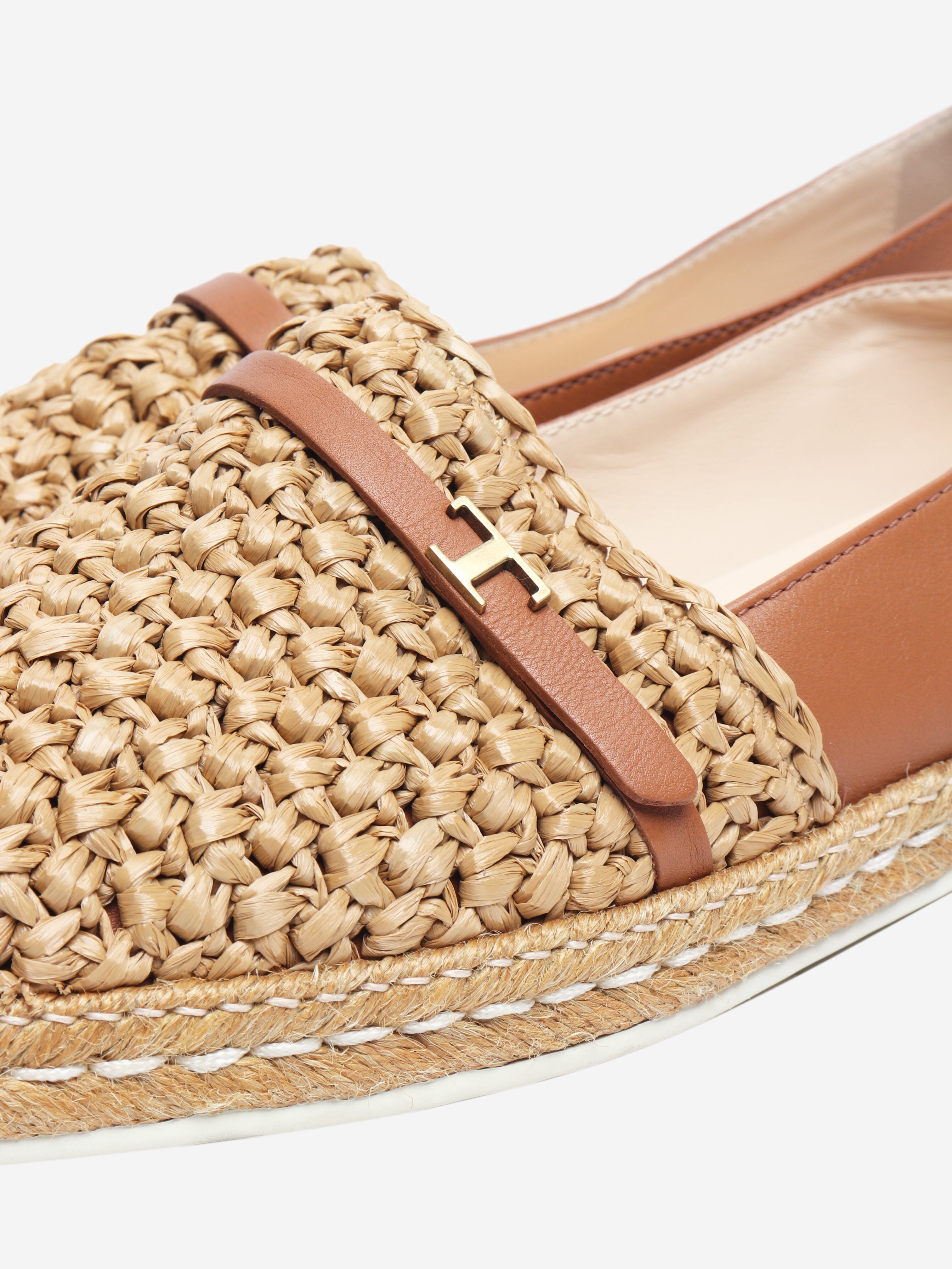 Brown Raffia gomma espadrilles - size EU 38.5 Flat Shoes Tod's 
