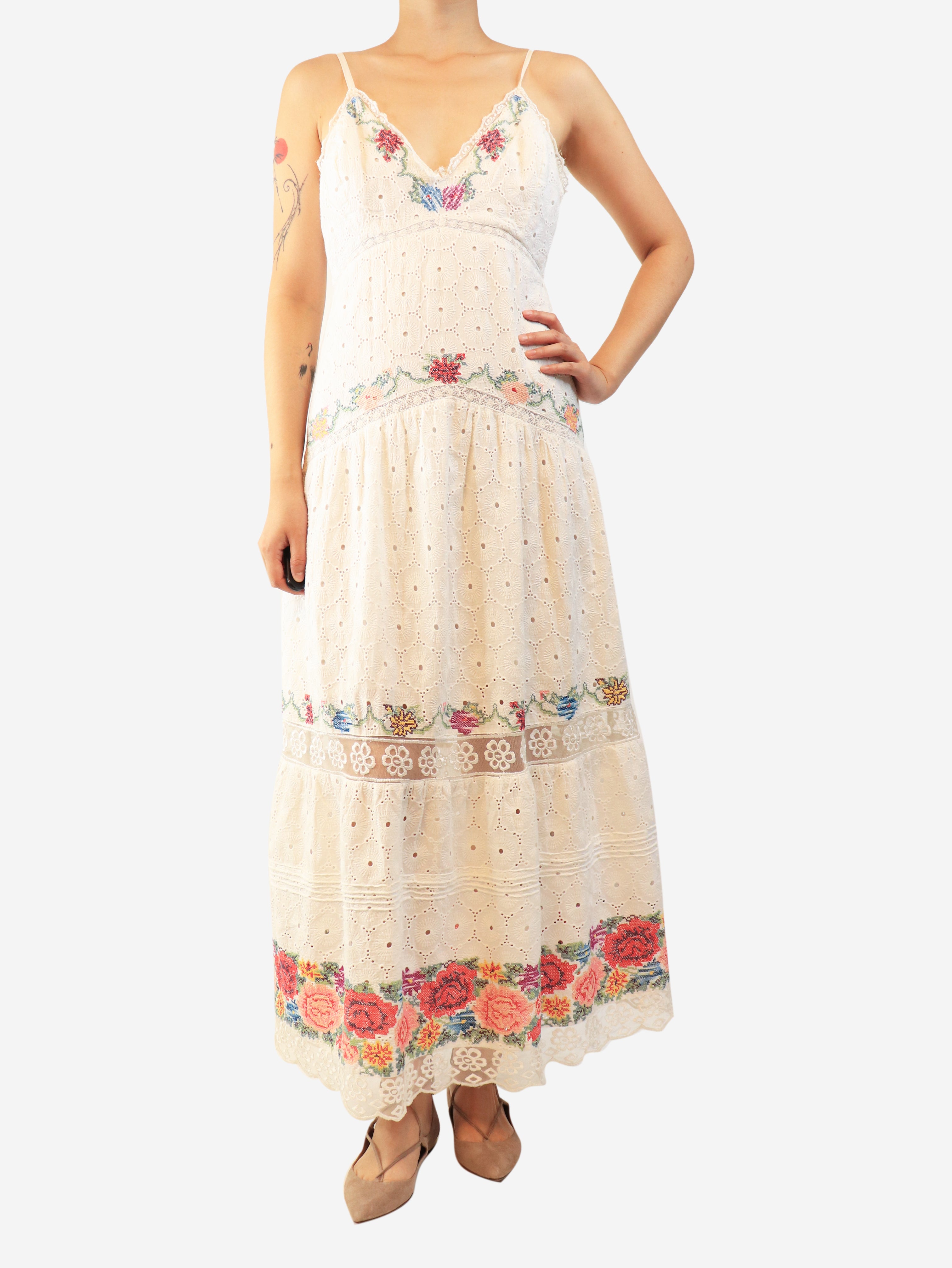 White Umi embroidered sundress - size UK 10