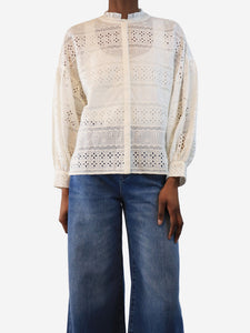 Maje White broderie-anglaise blouse - size UK 6