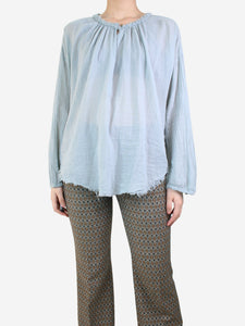 Raquel Allegra Blue creased distressed blouse - size L