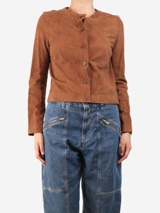 Vanessa Seward Caramel suede lambskin jacket - size UK 10