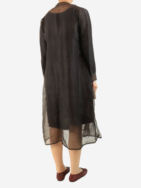 Black sheer duster coat - size alternate image