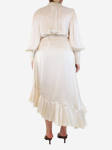 Zimmermann Cream silk midi wrap dress - size UK 12