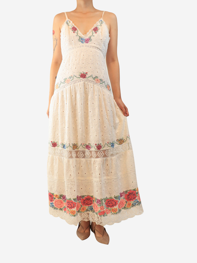 White Umi embroidered sundress - size UK 10