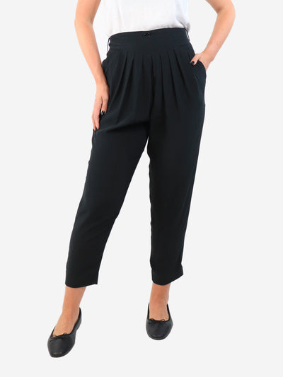 Black silk belted trousers - size UK 12 Trousers Chloe 