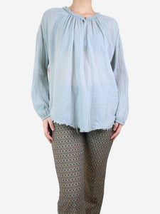 Raquel Allegra Blue creased distressed blouse - size L