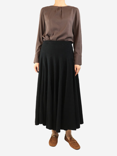 Black wool midi skirt - size UK 10 alternate image