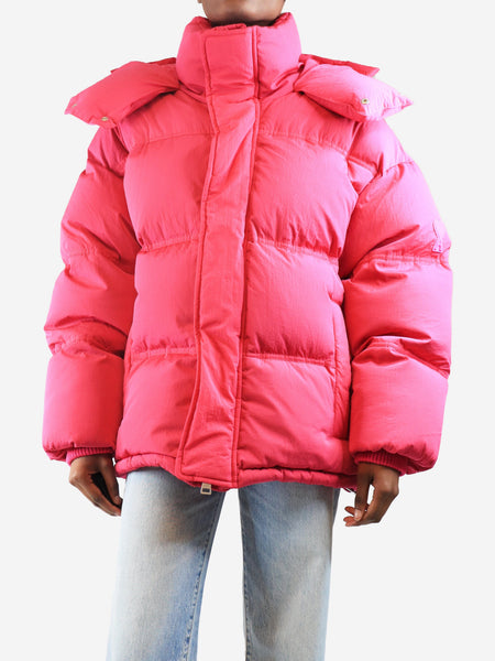 Pink hooded puffer coat - size XS product image