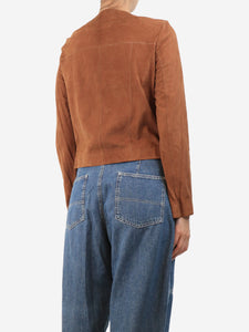 Vanessa Seward Caramel suede lambskin jacket - size UK 10