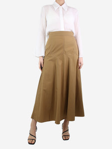 Three Graces Brown A-line maxi skirt - size UK 10