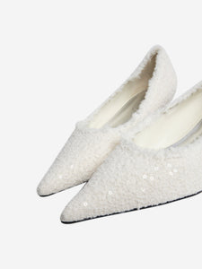 Cotemp White sequin boucle flats - size EU 38