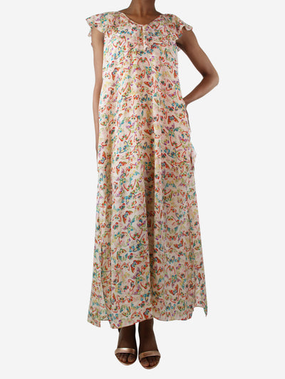 Cream butterfly-print ruffle silk dress - size XS Dresses Zadig & Voltaire 