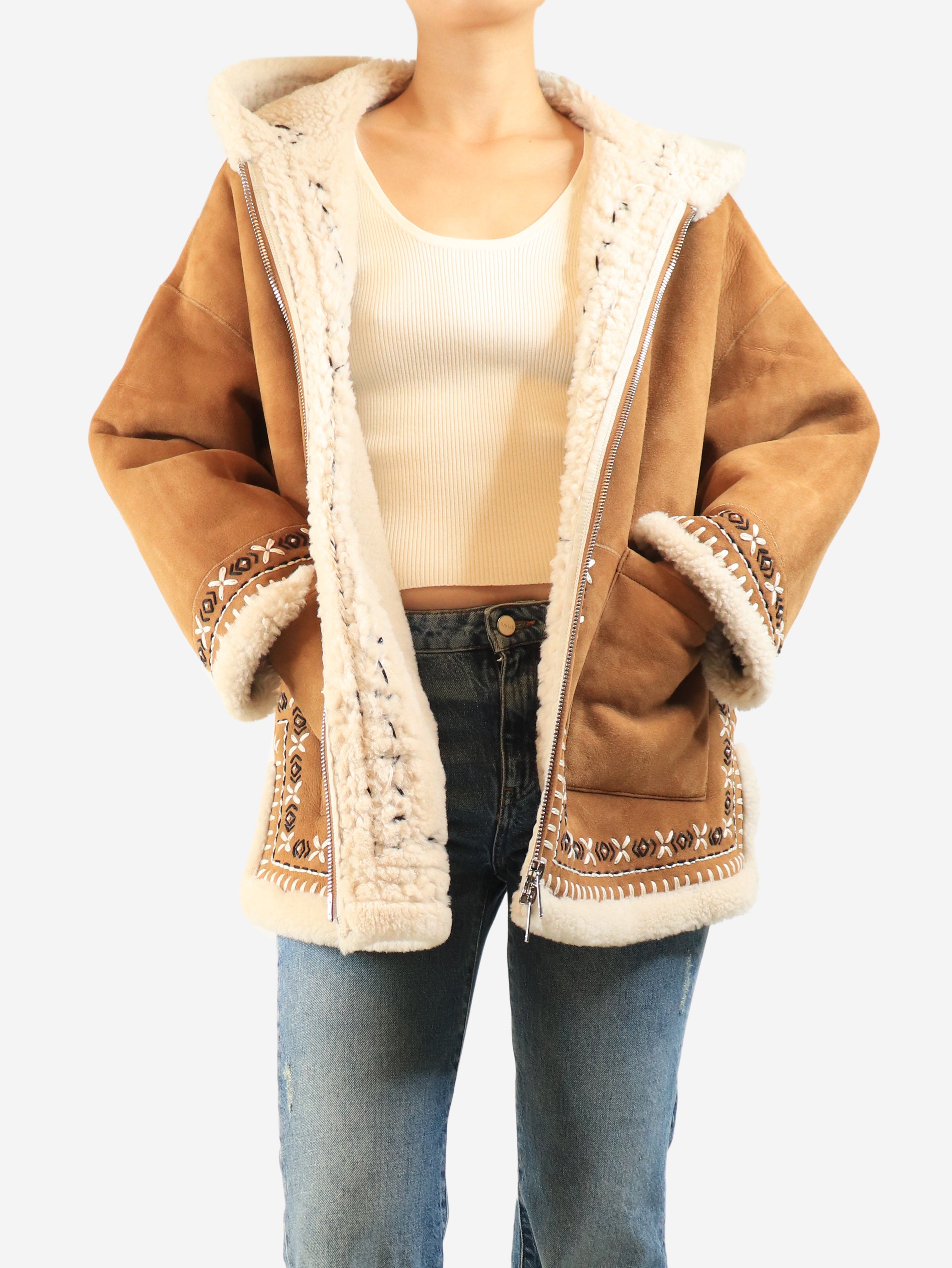 Brown Valley shearling coat - One size