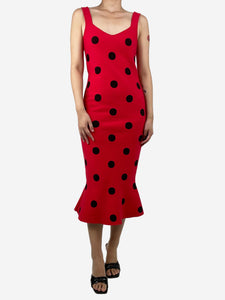 Marni Red polka dot-print midi dress - size UK 12