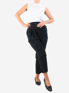 Chloe Black silk belted trousers - size UK 12