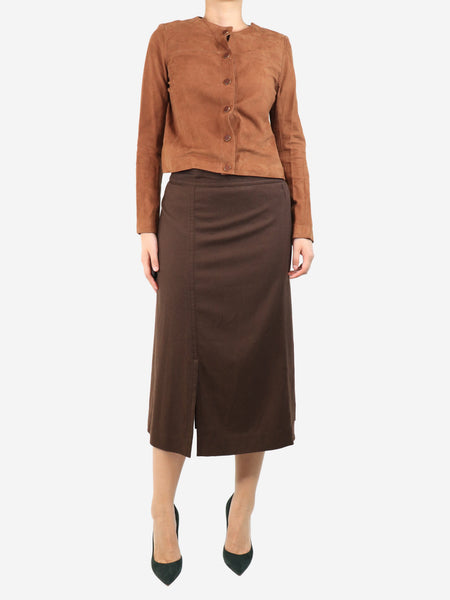 Brown wrap skirt - size UK 10 alternate image